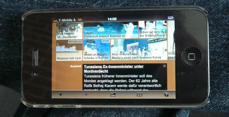 iPhone mit aktiviertem Kontrastmodus und geöffneter ORF.at-Startseite