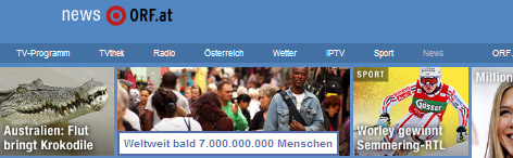 Screenshot von news.ORF.at, der eine fokusierte Topstory zeigt.